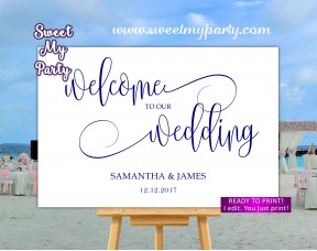 Navy Welcome Sign,Navy blue Wedding Welcome sign,(67w)